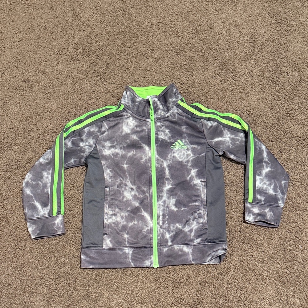 adidas Kids track jacket - Gray with Neon Green Accents